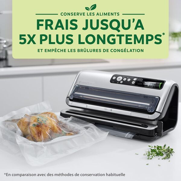 FoodSaver machine sous vide automatisé et professionnel | compartiment de rangement pour rouleau et cutter | fonction marinade | inclus sacs de mise sous vide assortis [FFS006X]