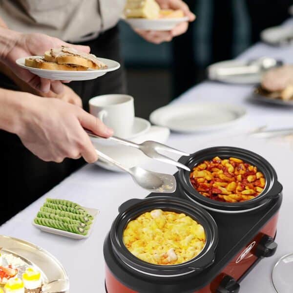 Sunvivi Mijoteuse, pot chaud à double mijoteuse, rouge