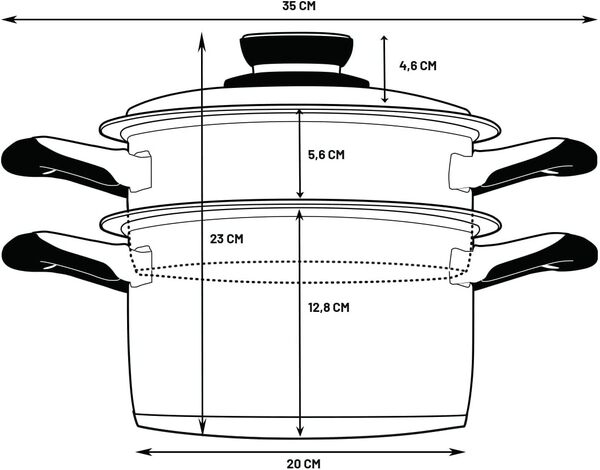 ECOVITAM | Cuiseur vapeur 3,8L Inox 18/10 | Diamètre 20cm | Sans PFAS | Tous feux dont induction | Thermomètre intégré | Fabriqué en Italie