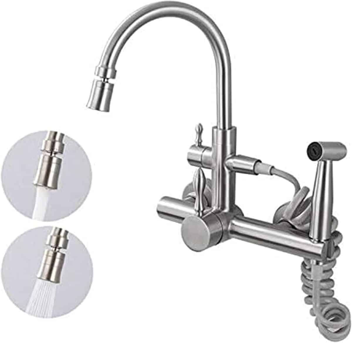 Test : robinet de cuisine mural multifonction en inox 304-B