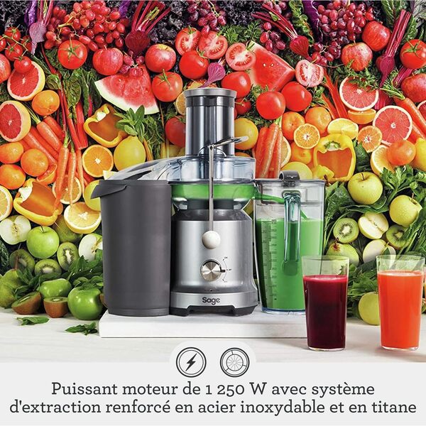 Sage - The Nutri Juicer Cold - Presse-Agrumes - Extracteur de Jus - Smoothies - Argent [Classe énergétique A]