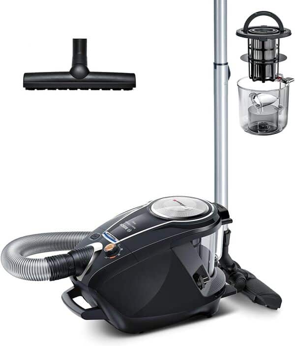 Bosch Electroménager Série 8, BGS7MS64, aspirateur traîneau sans Sac ProSilence, extrêmement Silencieux, Technologie SensorBagless et système de Nettoyage Intelligent du Filtre, Noir [Classe énergétique A]