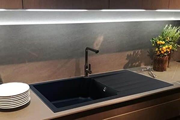 Essebagno Sierra évier 1 grande cuve 1 égouttoir en résine noir