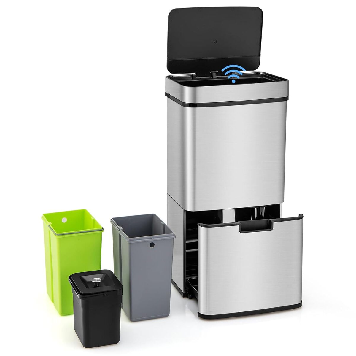 Test de la poubelle automatique Costway 72L : tri et design innovant