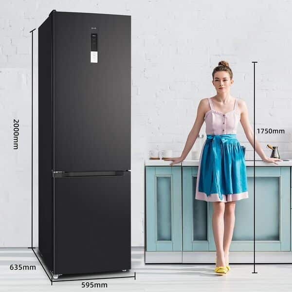 CHIQ Réfrigérateur congélateur combiné, 356 L(260 +96 L) total, Sans givre, Bac à légumes, Tiroirs profonds, Mode vacances, Alarme de porte, Inox FBM351LEI42 [Classe énergétique D]