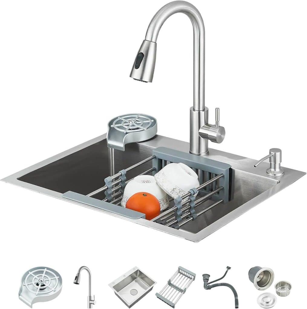 Test de l'évier Zamery 1 bac 60x45 cm avec robinet extensible