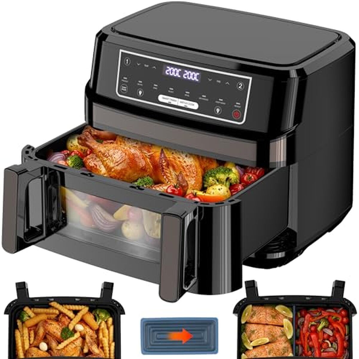 Test de l'air fryer 12L XXL à double compartiment : polyvalence et puissance