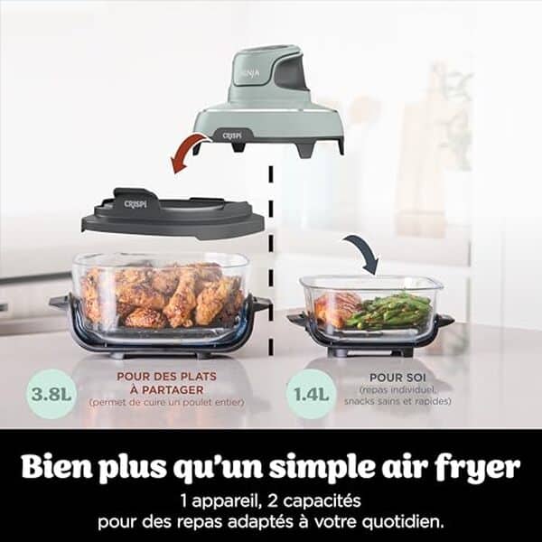 Découvrez la friteuse sans huile Ninja CRISPi : 4-en-1 compact, saine et savoureuse, elle révolutionne votre cuisine avec des repas croustillants et légers