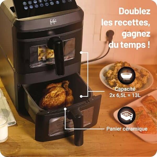 Découvrez notre test du frifri Airfryer Duo Slim 13L : explorez ses fonctionnalités, son design et la technologie Cyclonique Airflow révolutionnaire pour une cuisson saine et uniforme