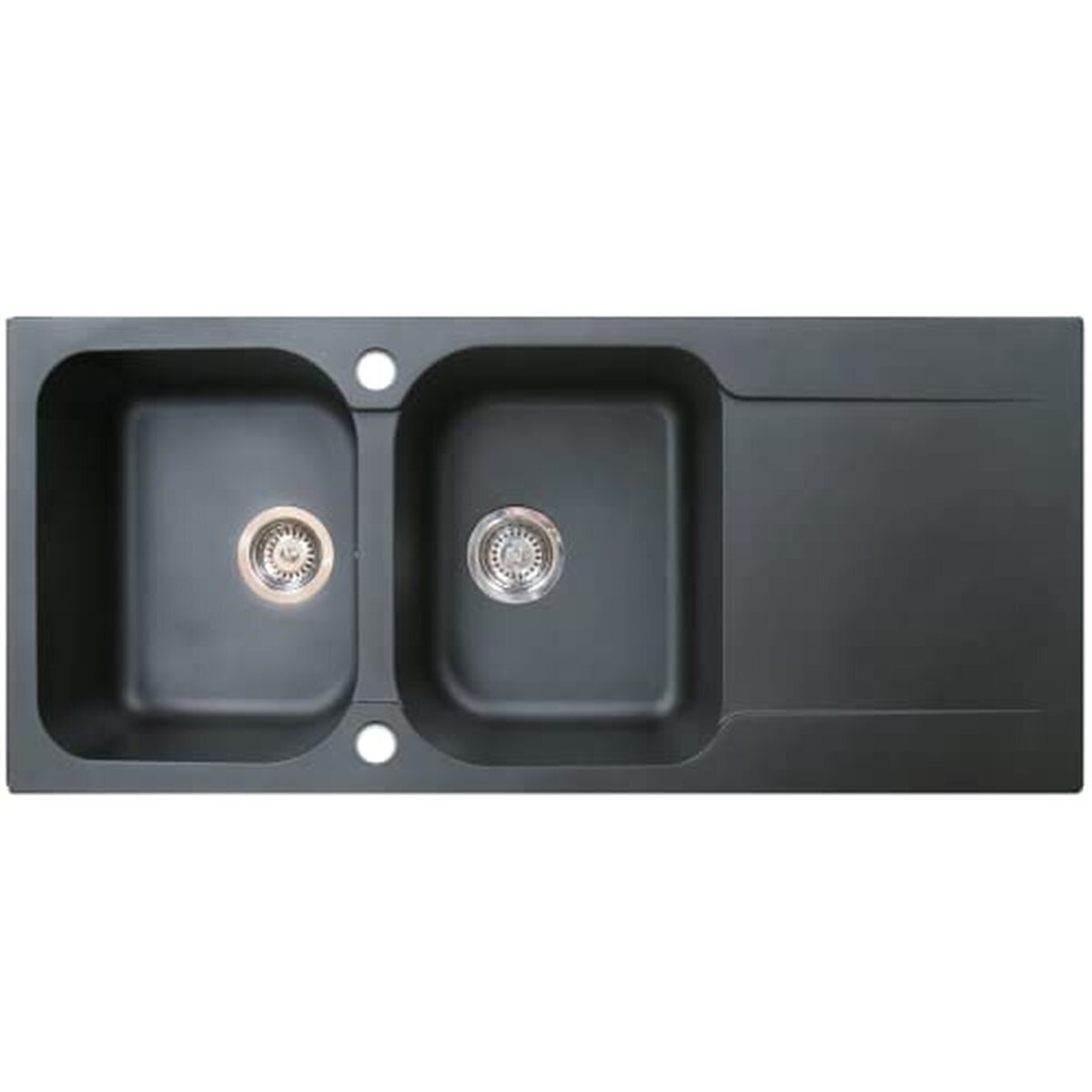 Test de l'évier Essebagno Lisse : 2 cuves, 1 égouttoir en résine noire