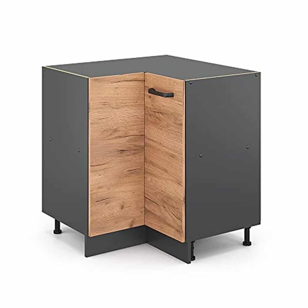 Test du meuble d'angle Vicco R-Line 75, 6 cm en chêne doré/anthracite