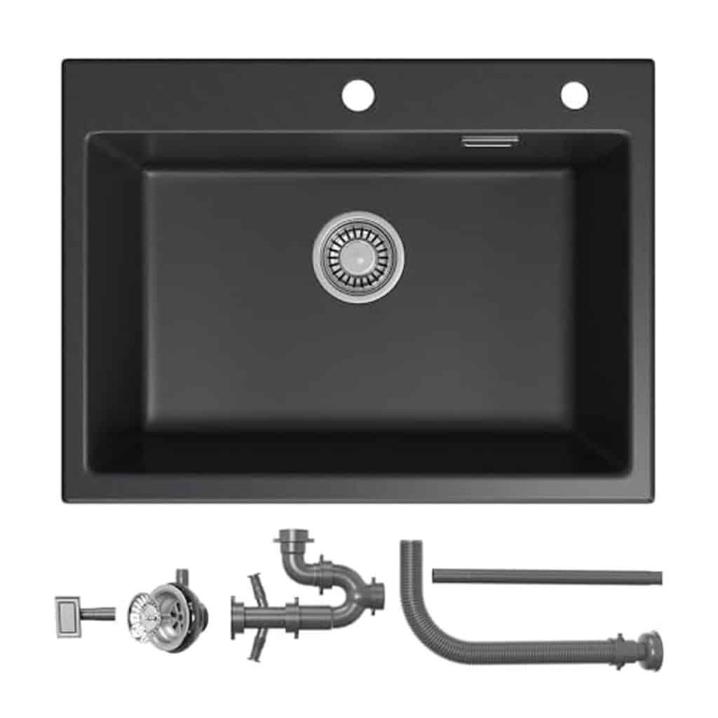 Test évier cuisine Horow 60 x 45 cm granit noir